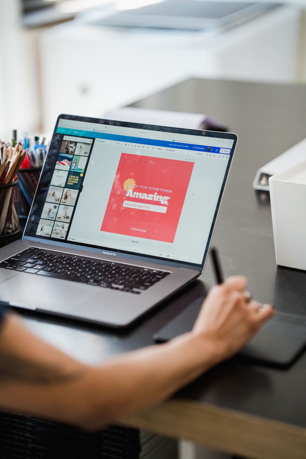 Graphic designer working on creative content